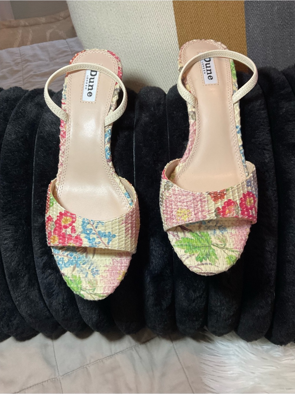 Dune Floral Textured Slingback Heels in Multi-Color